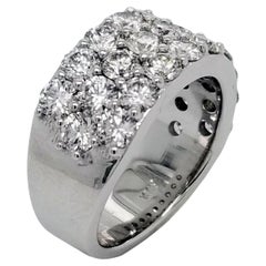 Sebastian Bernards 3.46 Ct 3 Row Round Brilliant Diamond 18K Anniversary Ring