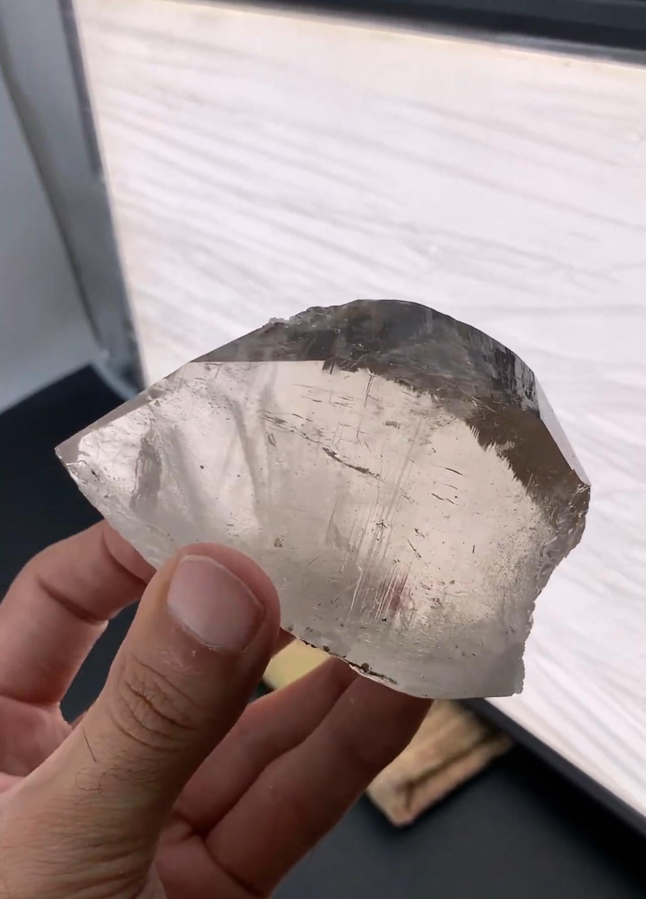 Adam Style 353 Grams Tabular Double Terminated Smoky Quartz Crystal From Pakistan For Sale