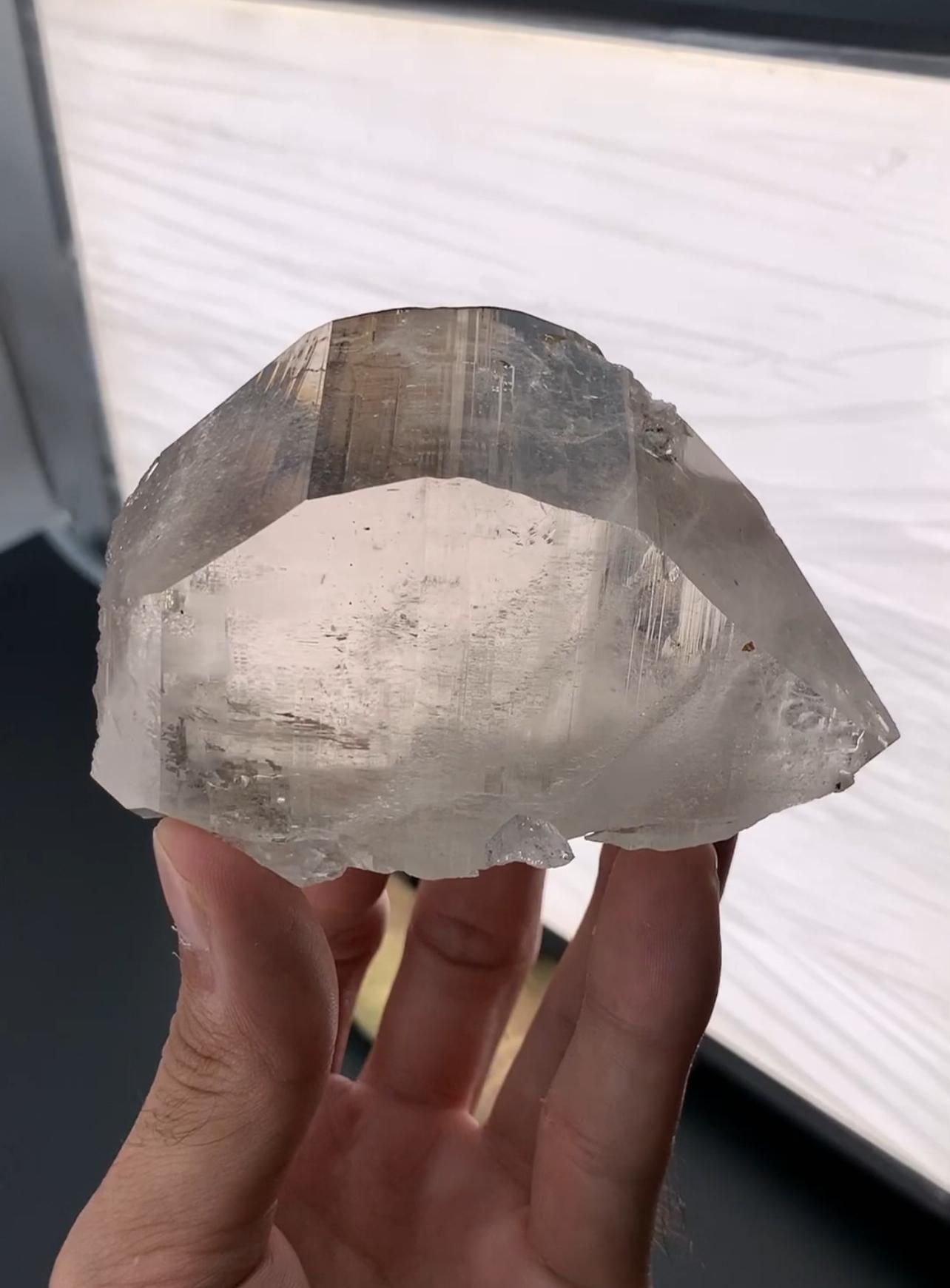 Contemporary 353 Grams Tabular Double Terminated Smoky Quartz Crystal From Pakistan For Sale