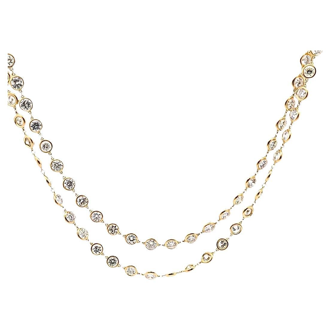 Collier de 35,36 carats de diamants ronds et brillants en or jaune 18K Diamond by the Yard
