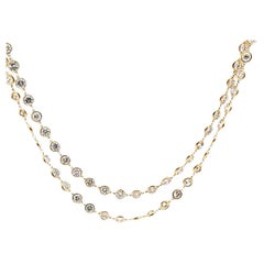 35.36 Carat Round Brilliant Diamond 18K Yellow Gold Diamond by the Yard Necklace