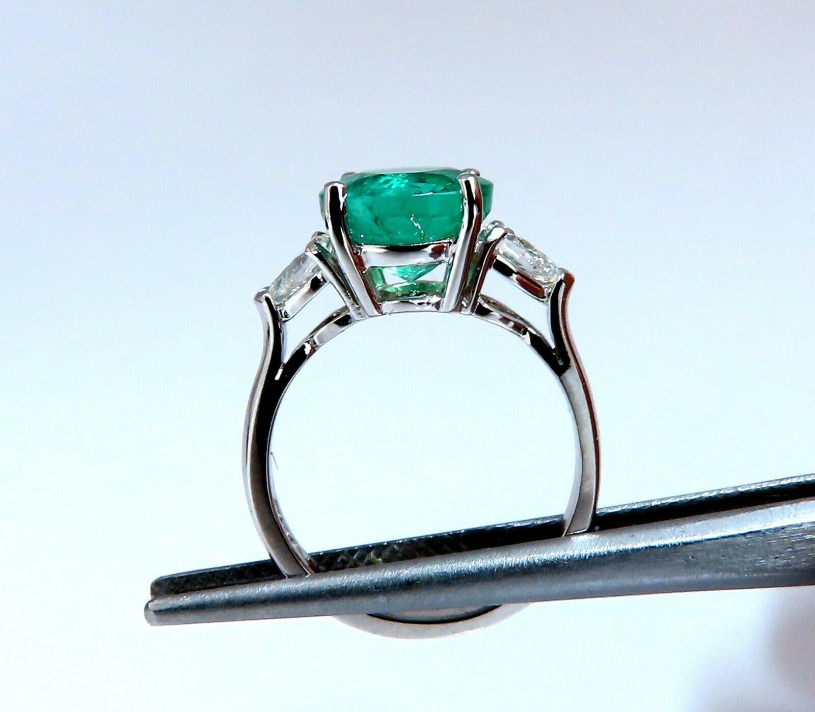 3.53 Carat Natural Round Emerald Diamonds Three-Stone Ring 14 Karat 1