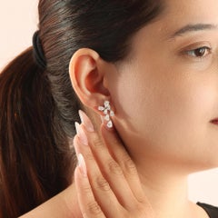 3.53ct SI/H Pear Cut Diamond Cluster Drop Earrings 18 Karat White Gold