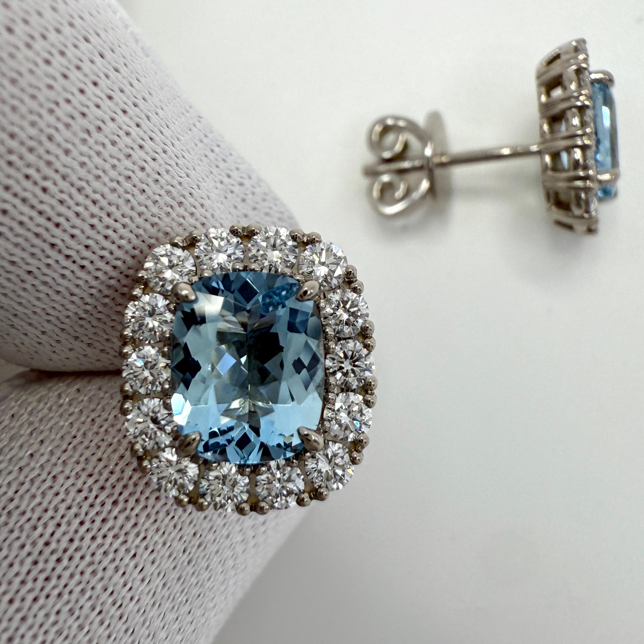 Orecchini a cono in oro bianco 18 carati con acquamarina blu brillante e diamanti 3,53 ct. In condizioni Nuovo in vendita a Birmingham, GB