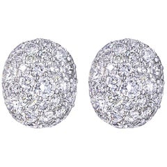 3.54 Carat Cluster Diamond Stud Earrings Handcrafted in 18 Karat White Gold