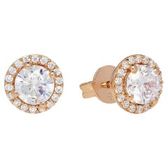 3.50ct Cubic Zirconia Classic Halo Stud Ears in 14k Rose Gold Plated Silver