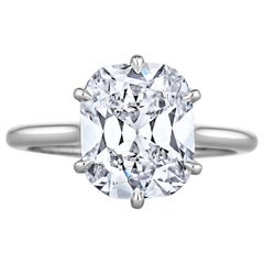 3.54 Carat Cushion Brilliant Cut Diamond Platinum Engagement Ring