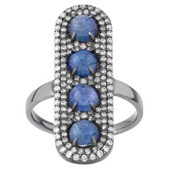 Bague à la mode en diamants et saphirs de 3,54 carats