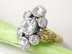 Antique 3.54ct Diamond Cluster Ring in 18k Gold & Platinum, Circa 1900