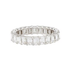 3.54 Carat Emerald Cut Diamond Eternity Band 14 Karat in Stock