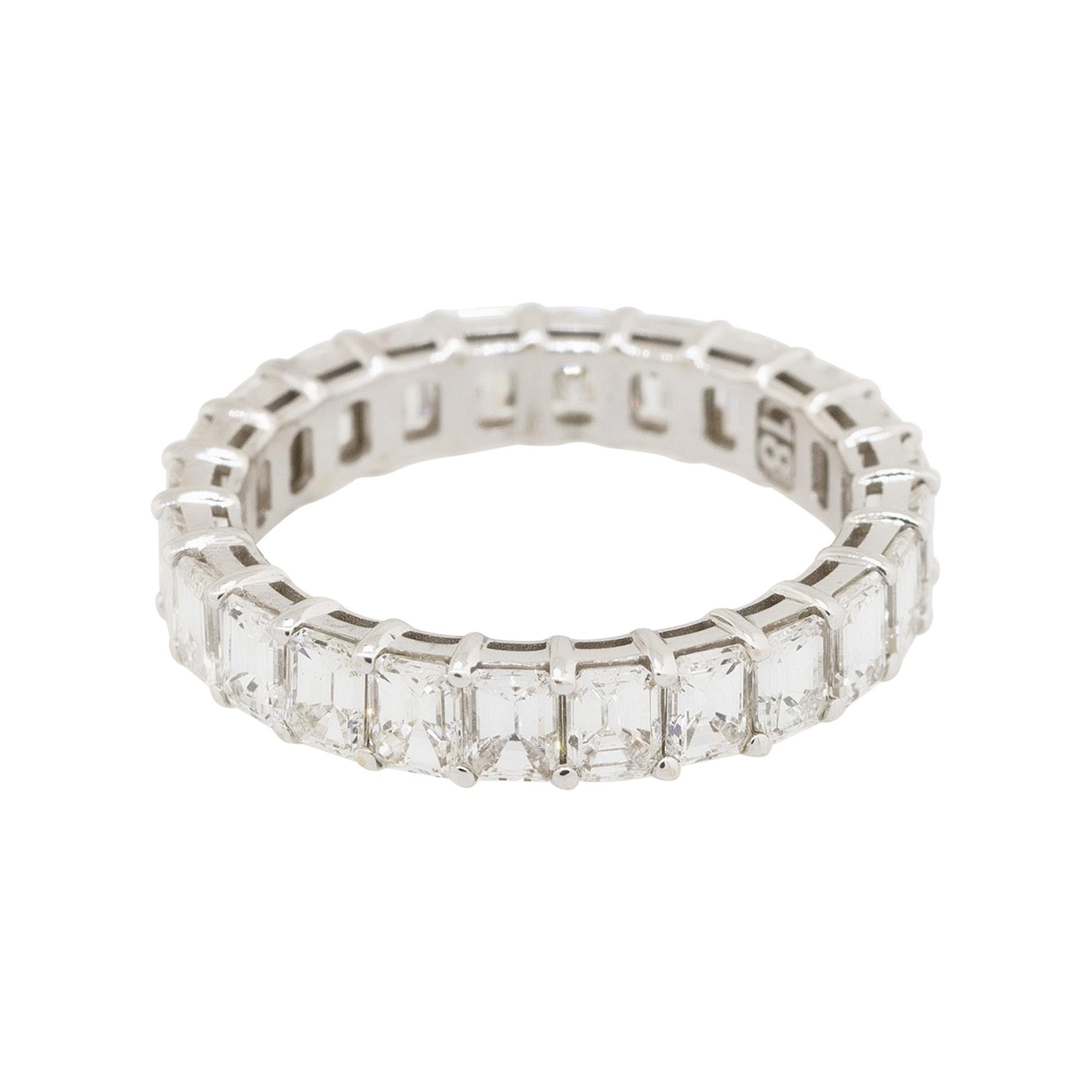 3.54 Carat Emerald Cut Diamond Eternity Band 14 Karat in Stock In Excellent Condition For Sale In Boca Raton, FL