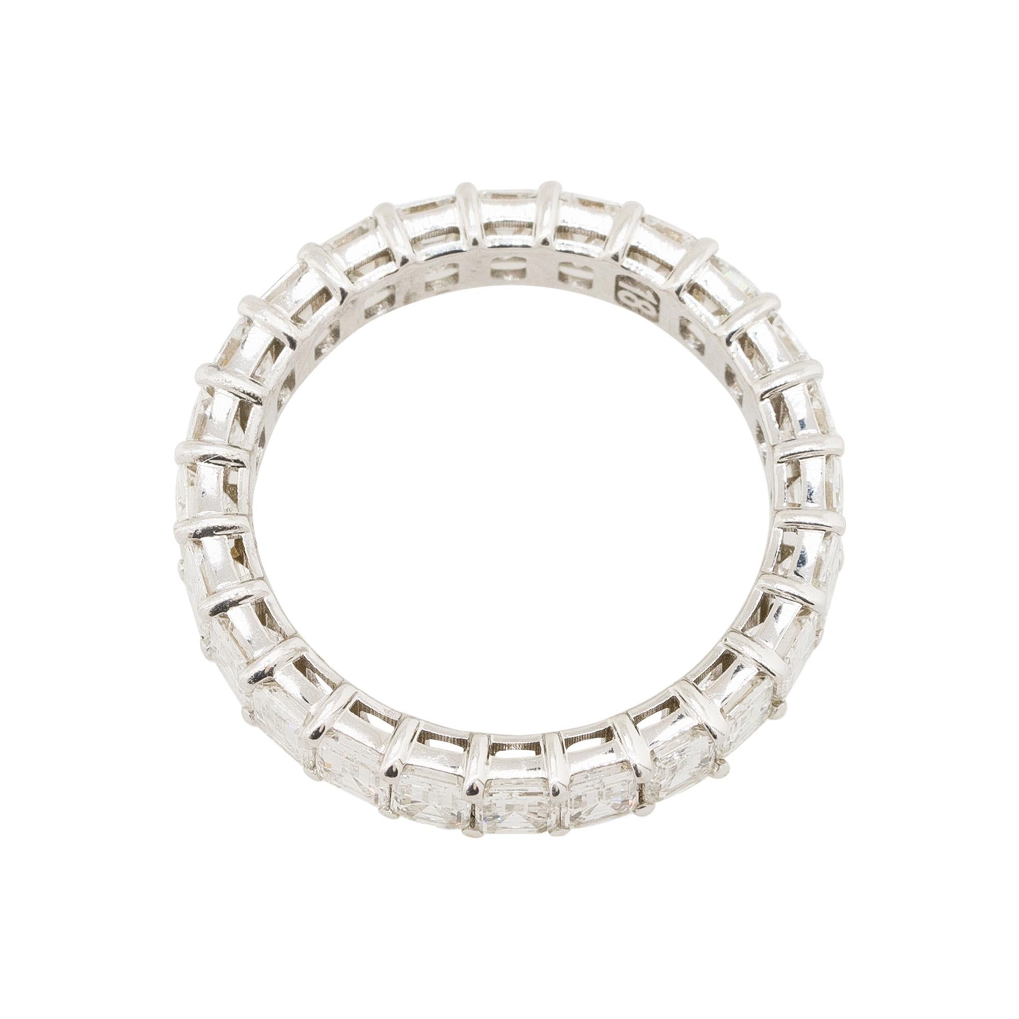 3.54 Carat Emerald Cut Diamond Eternity Band 14 Karat in Stock For Sale 1