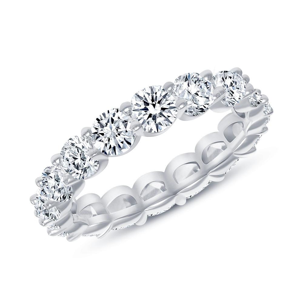 For Sale:  3.54 Carat Round Diamond Eternity Band Shared Prong 2