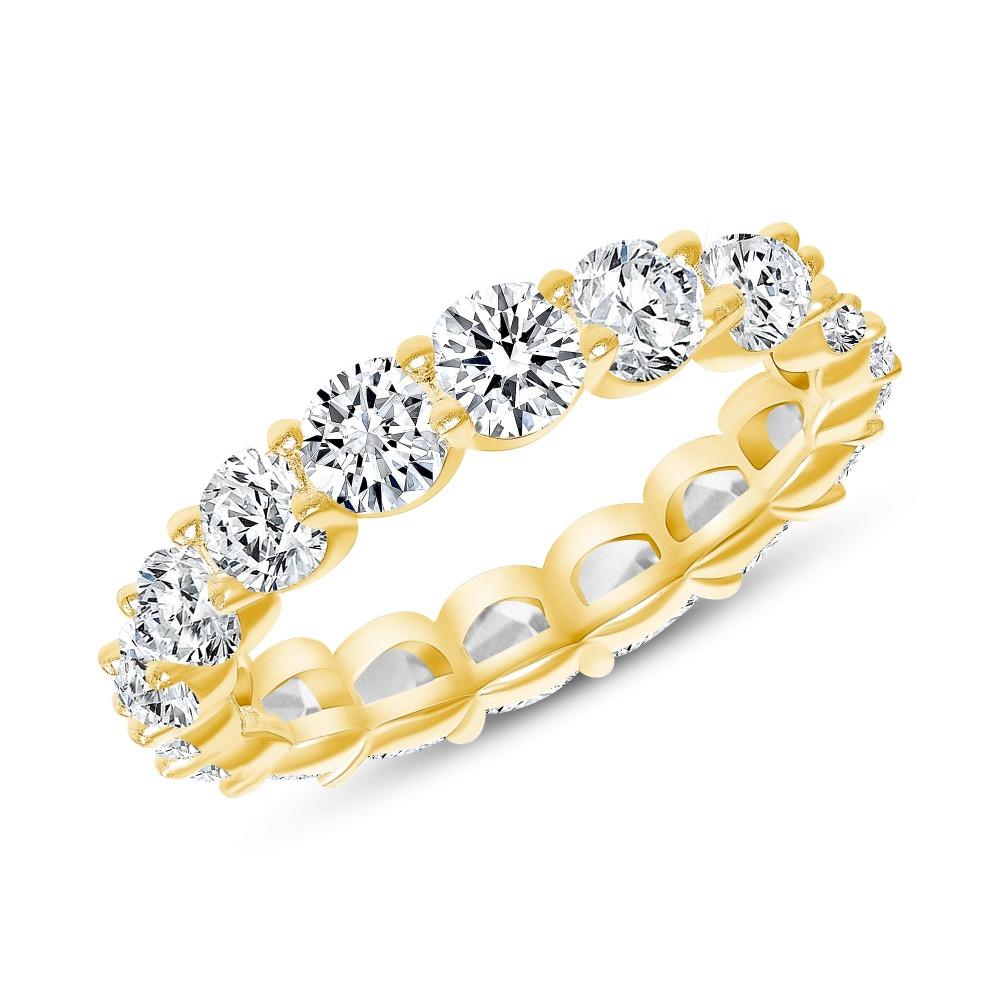 For Sale:  3.54 Carat Round Diamond Eternity Band Shared Prong 6