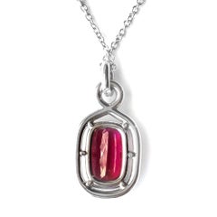 Natural Pinkish Red Rubellite Stone 3.54 cts in Platinum Pendant with Diamonds
