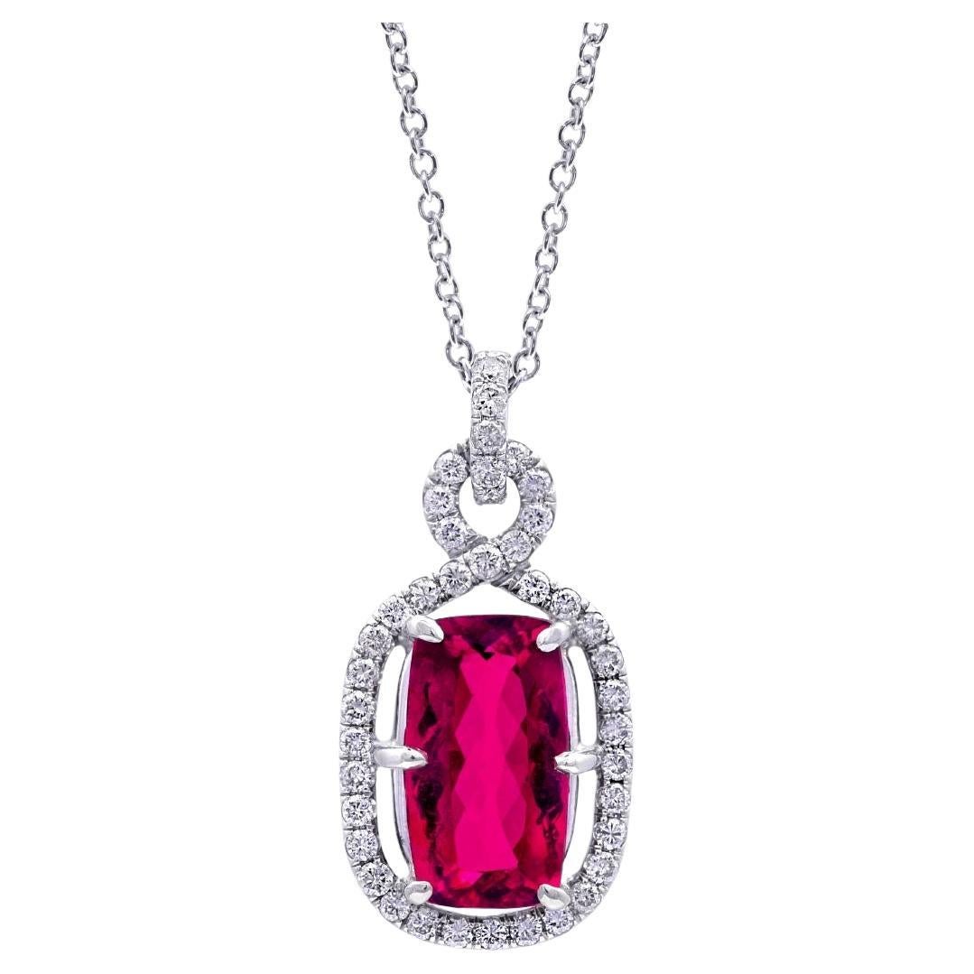  3.54 Carat Rubellite Diamonds set in Platinum Pendant 