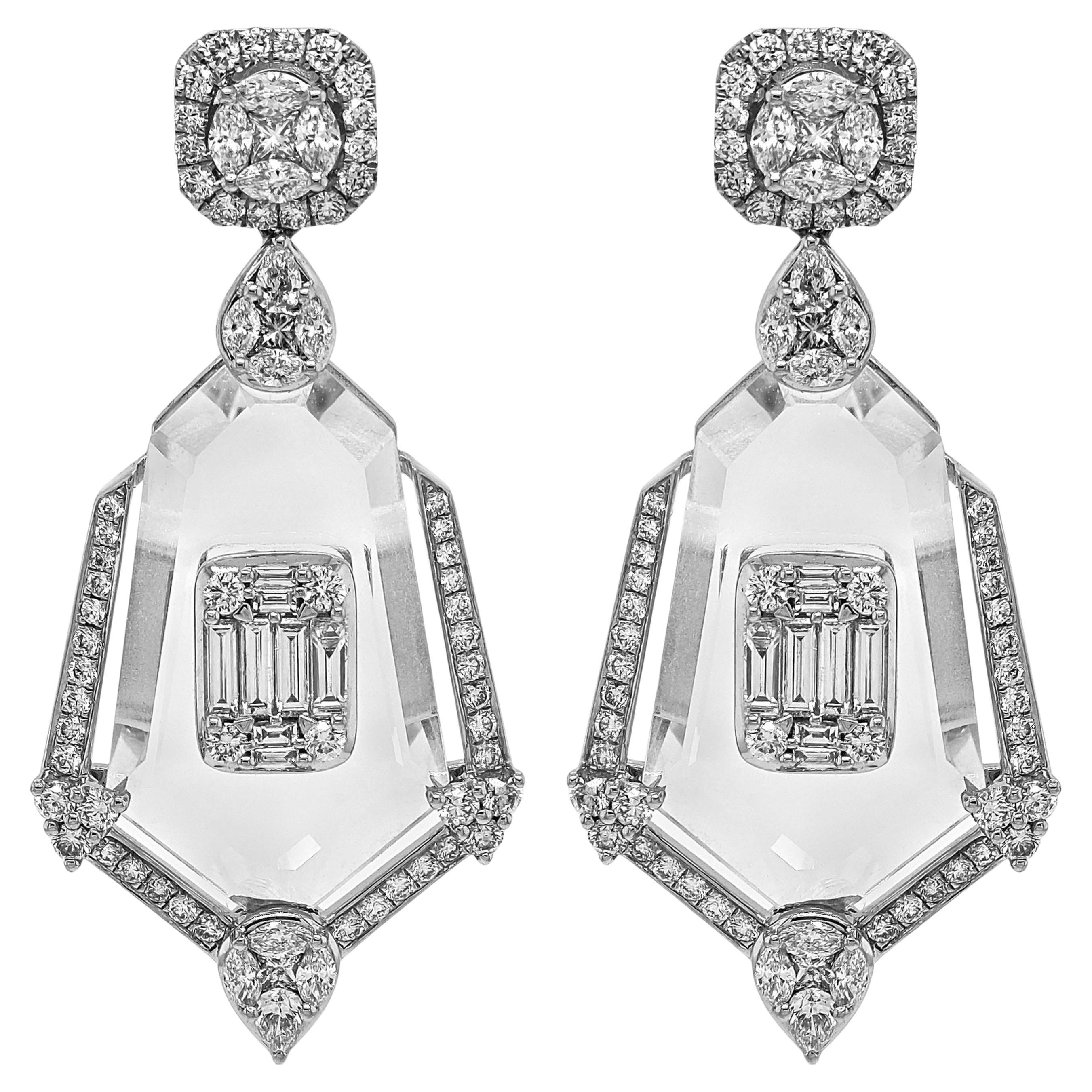 3.54 Carat White Diamond White Gold Earrings