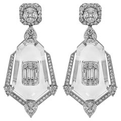 3.54 Carat White Diamond White Gold Earrings