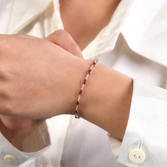 Bracelet de fiançailles en or jaune massif 14 carats avec rubis véritable de 3,54 carats et diamants