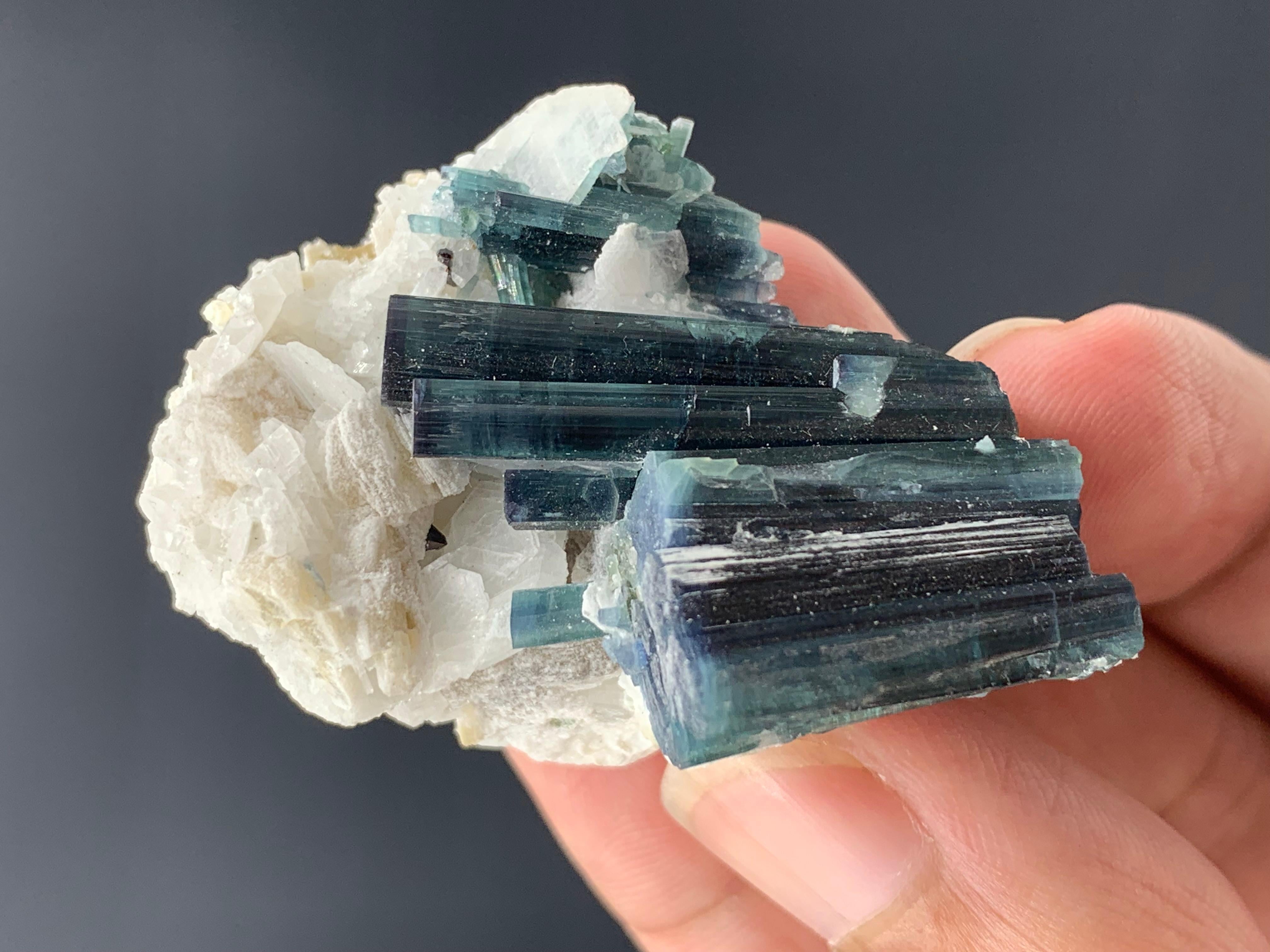 35.45 Adorable Indicolite Blue Tourmaline Specimen From Kunar, Afghanistan  For Sale 2