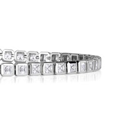 Pulsera de tenis con diamantes talla Asscher de 3,54 ct en oro blanco de 18 quilates