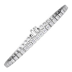 3.54ct Asscher Cut Diamond Tennis Bracelet in 18K White Gold