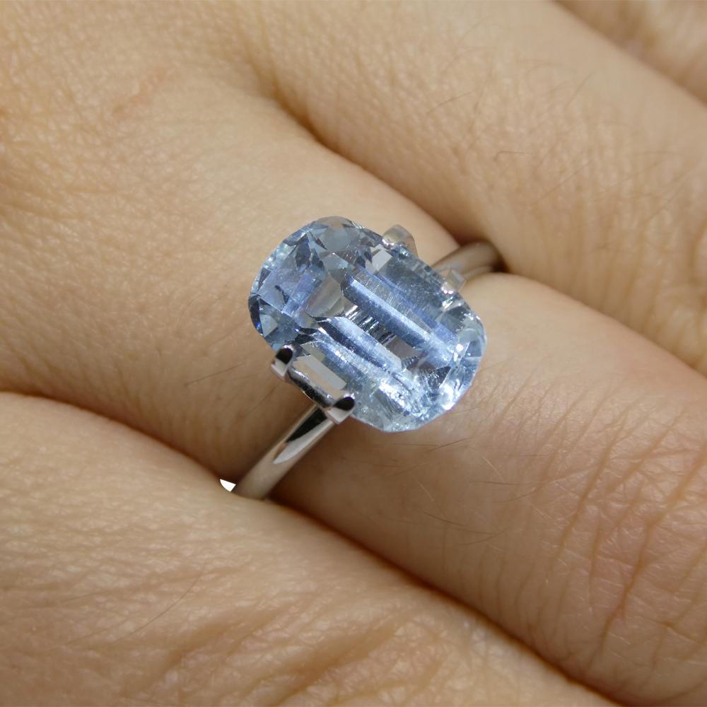 Description:

Gem Type: Aquamarine
Number of Stones: 1
Weight: 3.54 cts
Measurements: 11.24 x 7.57 x 6.46 mm
Shape: Cushion
Cutting Style:
Cutting Style Crown: Brilliant Cut
Cutting Style Pavilion: Modified Step Cut
Transparency: