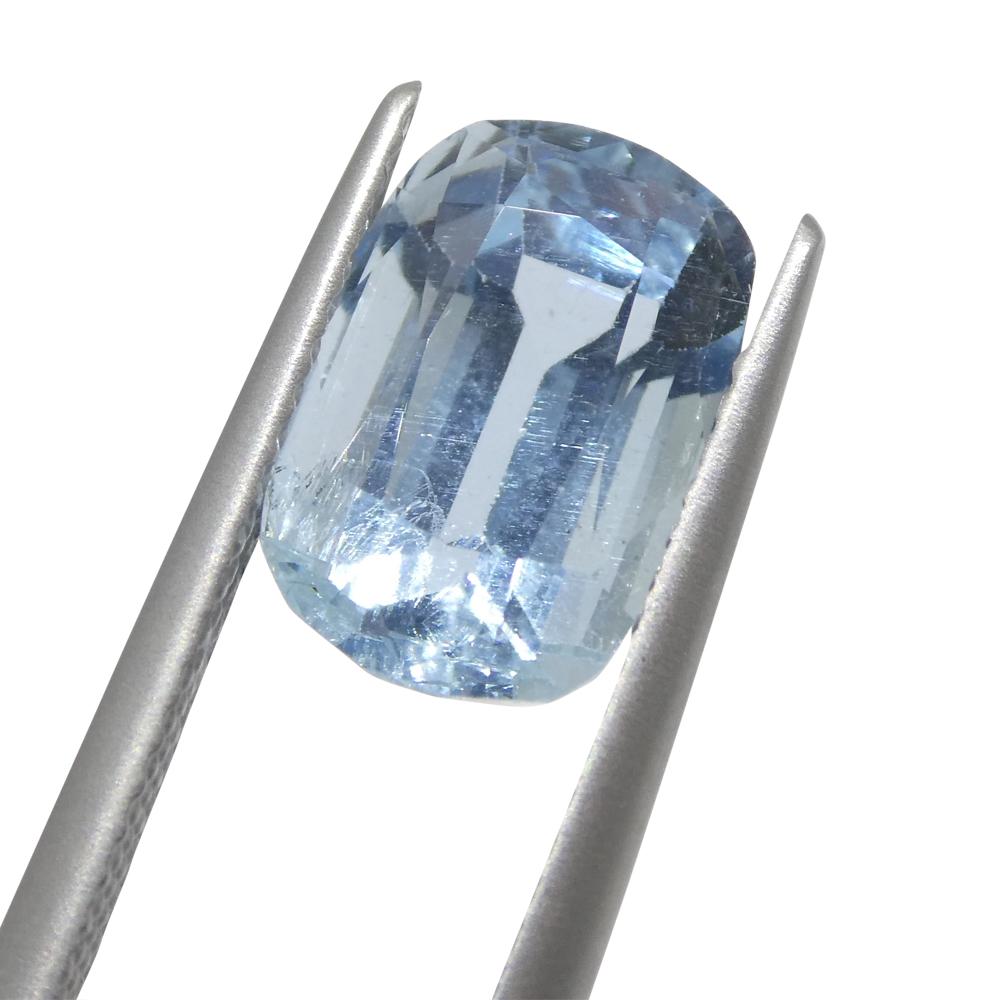 3.54ct Cushion Blue Aquamarine from Brazil For Sale 3