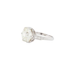 3.54ct Old Mine Cut Diamond Edwardian Platinum Engagement Ring, circa 1910