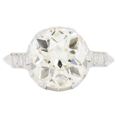 3.54ct Old Mine Cut Diamond Edwardian Platinum Engagement Ring, circa 1910