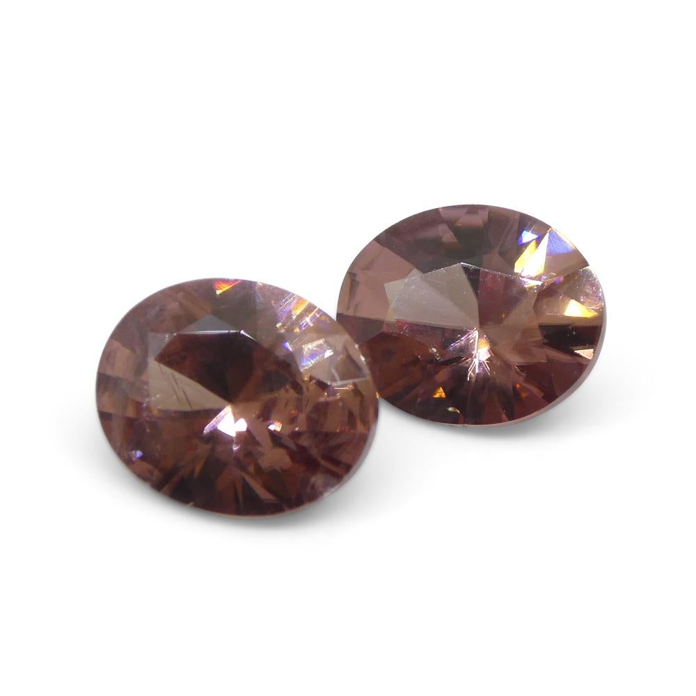 3.54ct Natural Earth Mined Pair Oval Master Brilliant Cut Pink Zircon from Sri L For Sale 7