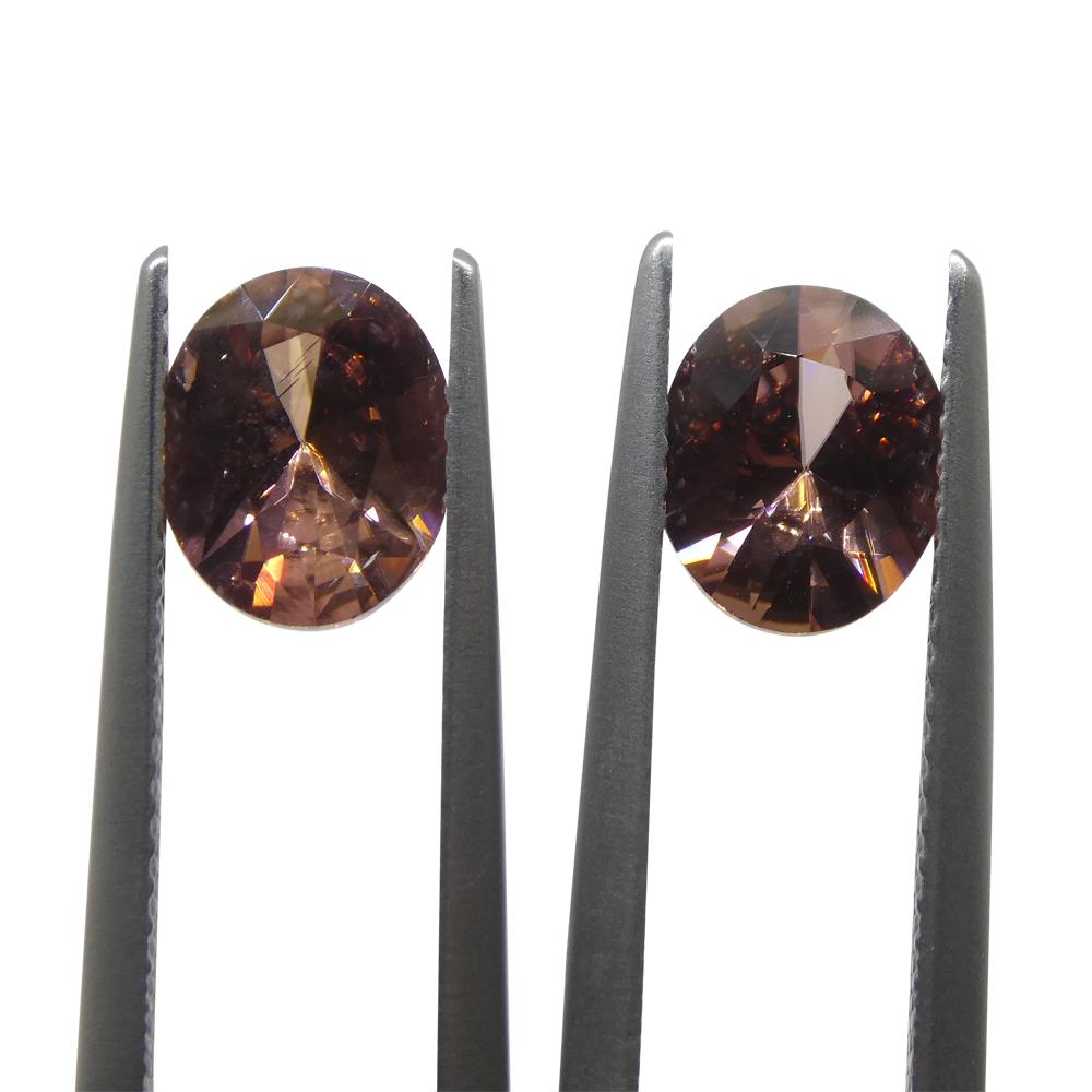 Brilliant Cut 3.54ct Pair Oval Diamond Cut Pink Zircon from Sri Lanka For Sale