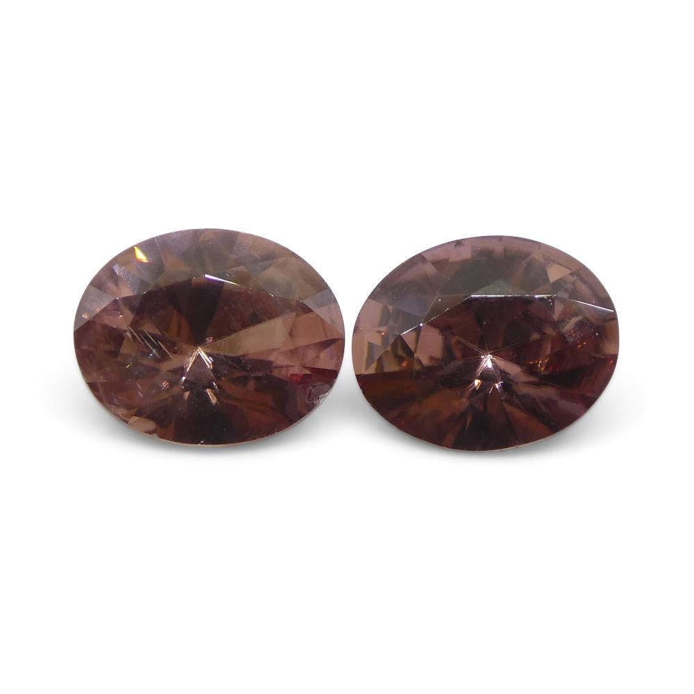 3.54ct Pair Oval Diamond Cut Pink Zircon from Sri Lanka For Sale 1