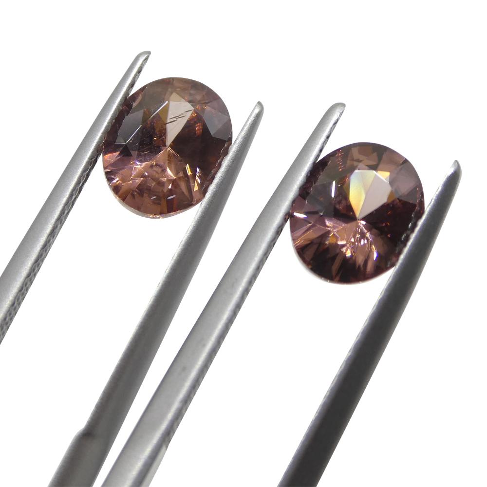 3.54ct Pair Oval Diamond Cut Pink Zircon from Sri Lanka For Sale 3