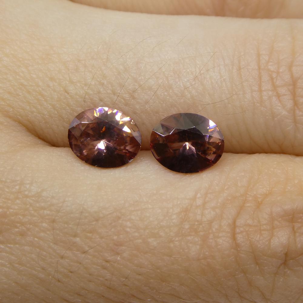 3.54ct Pair Oval Diamond Cut Pink Zircon from Sri Lanka For Sale 4