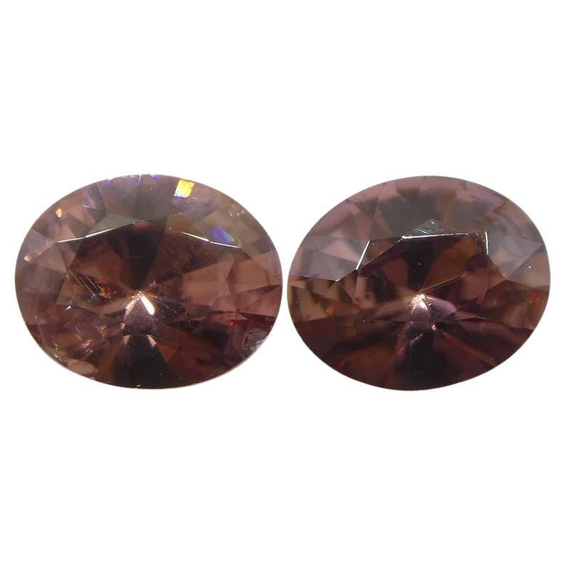 3.54ct Pair Oval Diamond Cut Pink Zircon from Sri Lanka For Sale