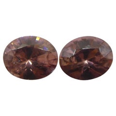 Paire de zircons roses ovales de 3.54ct, taillés en diamant, provenant du Sri Lanka