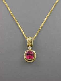 3,54 Karat rosa Turmalin-Diamant-Anhänger, Lynn Kathyrn Miller, Lynn K Designs