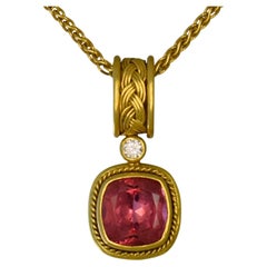 3,54 Karat rosa Turmalin-Diamant-Anhänger, Lynn Kathyrn Miller, Lynn K Designs
