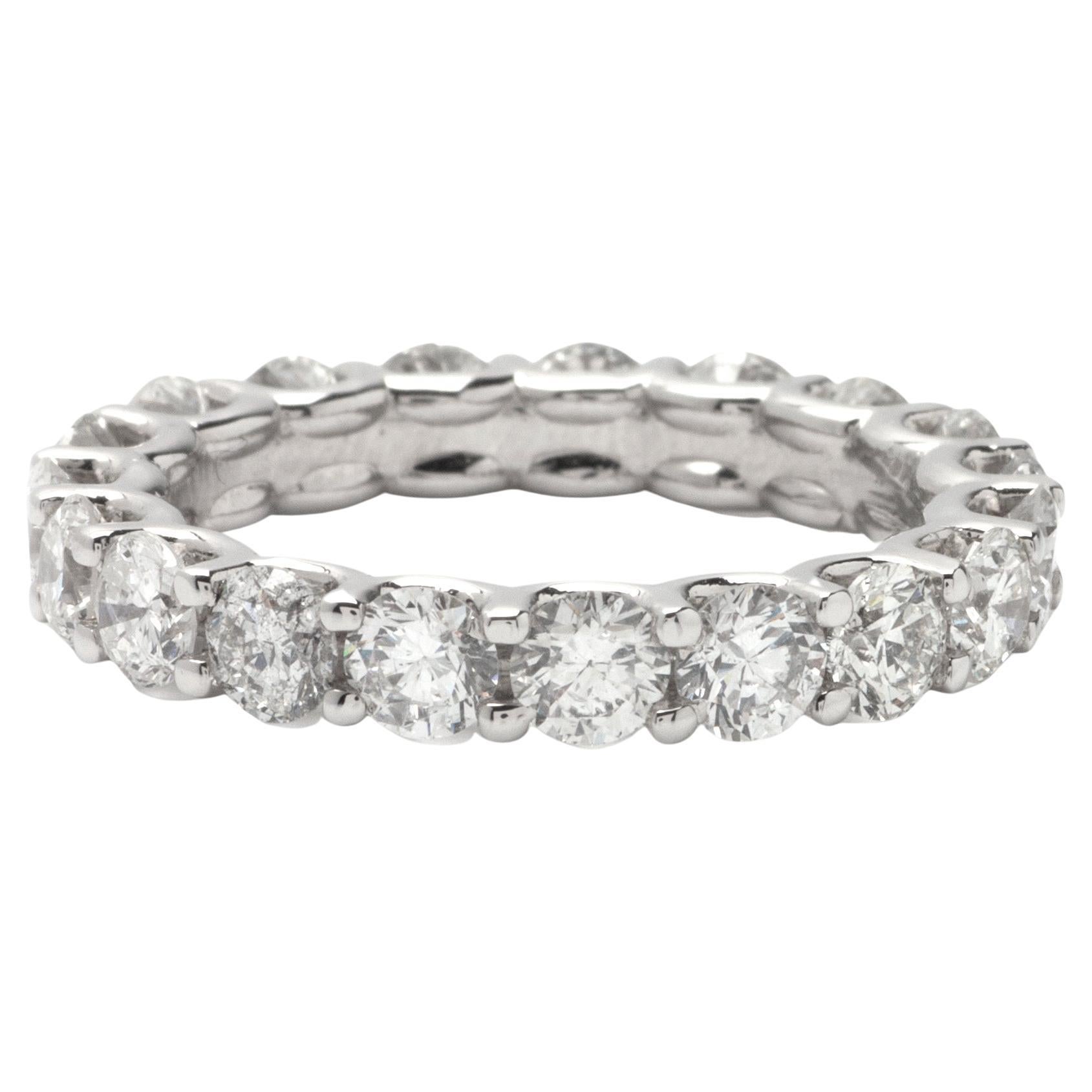 Customizable 14k White Gold Round Cut Eternity Band with 3.55ct TDW For ...
