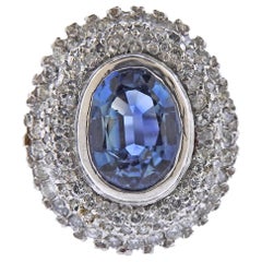 Vintage 3.55 Carat Aquamarine Diamond Gold Ring