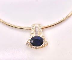 3.55 Carat Blue Sapphire and Diamond Choker Necklace