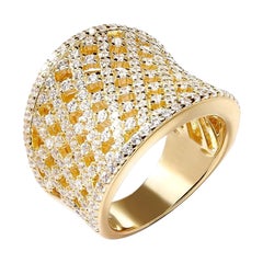 Bague de fiançailles cocktail en or plaqué zirconia cubique avec treillis incurvé de 3,55 carats