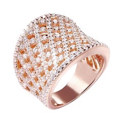 Bague de mariage cocktail en or rose plaqué zirconia cubique et treillis incurvé de 3,55 carats