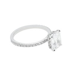 3.55 Carat Cushion Diamond Ring Brilliant White 18K White Gold Quiet Power