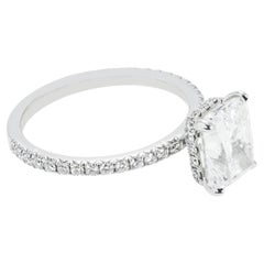 3.55 Carat Cushion Diamond Ring Brilliant White 18K White Gold Quiet Power