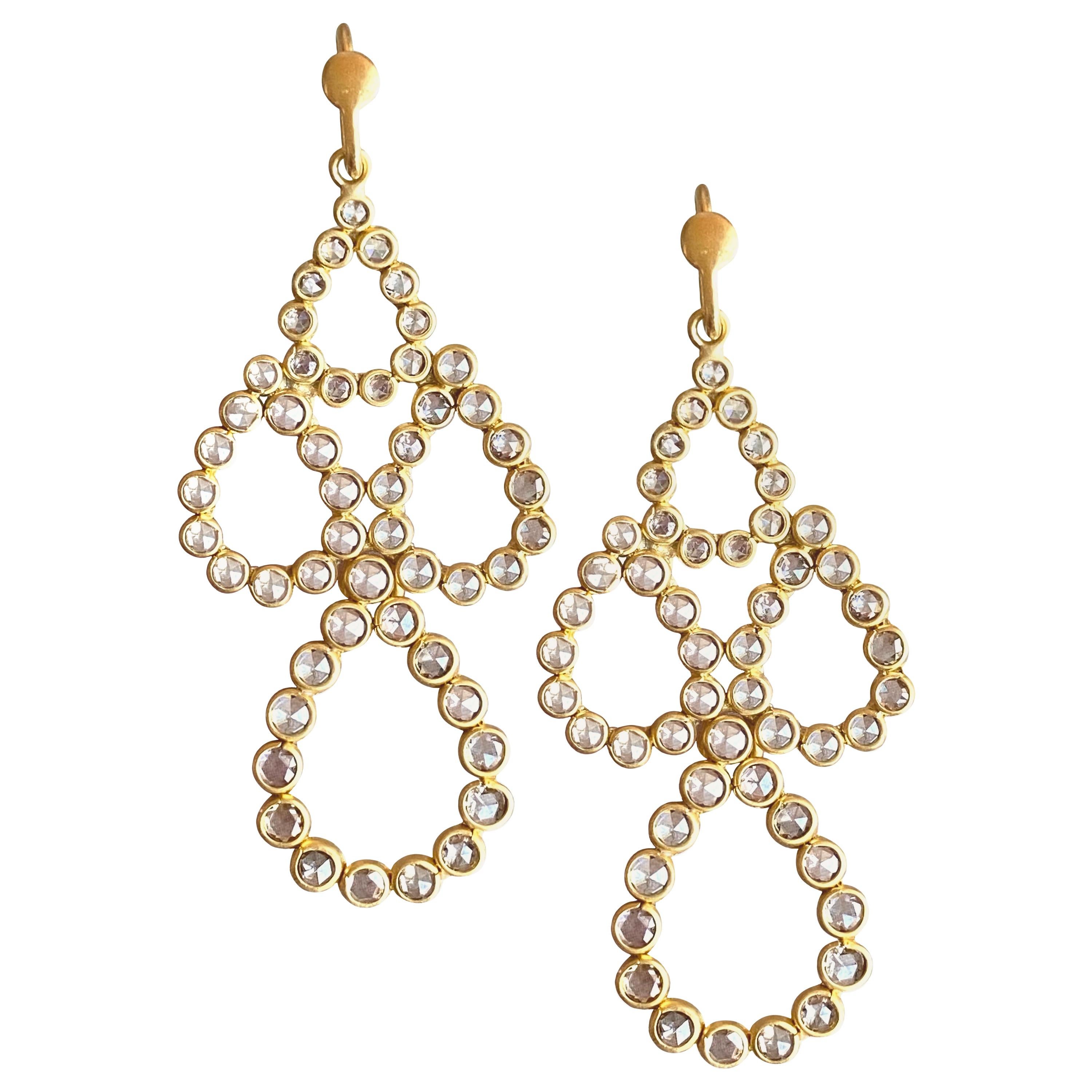 3.55 Carat Diamond 18 Karat Yellow Gold Pear Earrings by Lauren Harper