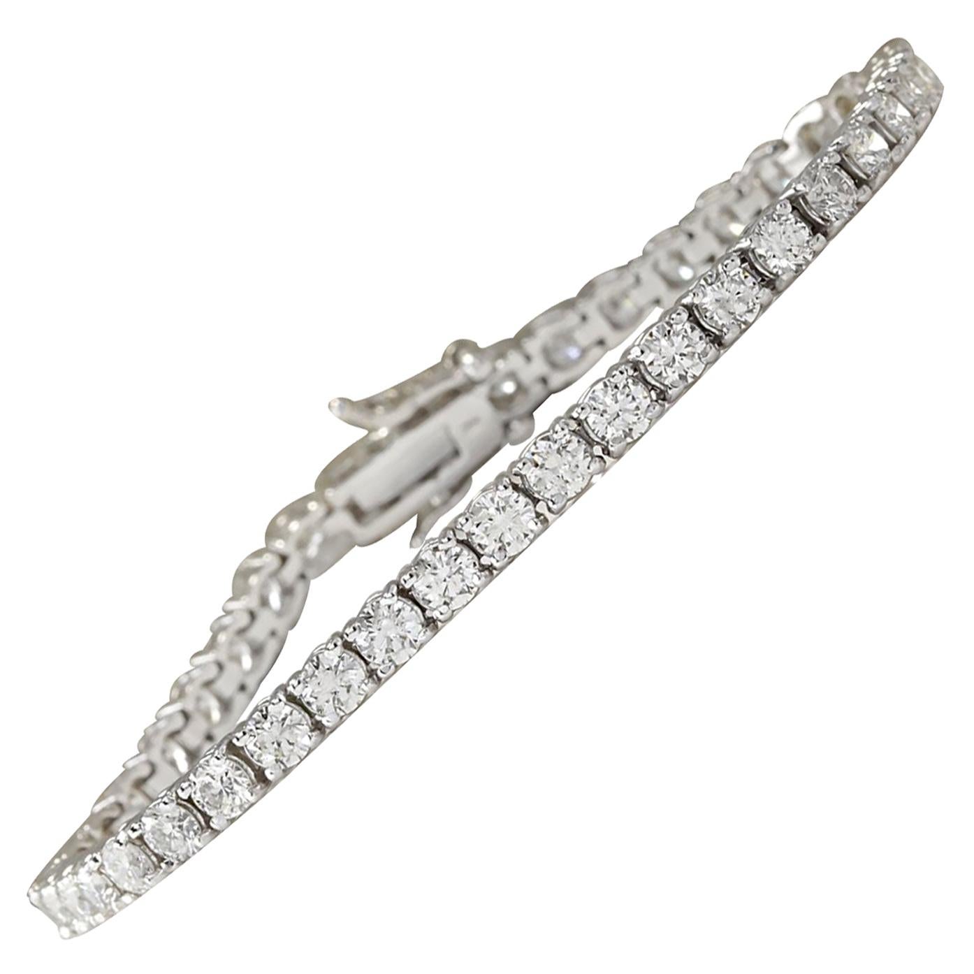 3.55 Carat Diamond Tennis Bracelet In 14 Karat White Gold  For Sale