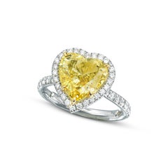 3.55 Carat Heart Shape Statement Fancy Yellow 18K Gold Colour-Collector Treasure