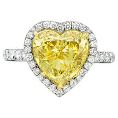3.55 Carat Heart Shape Statement Fancy Yellow 18K Gold Colour-Collector Treasure